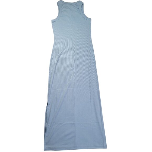 Hyfve Womens Large Midi Dress Sky Blue Ribbed Knit Sleeveless Side Slit  NTW - Picture 2 of 8